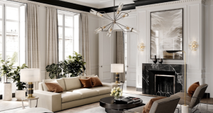 Elegant Chandelier Adds Glamour to Living Room