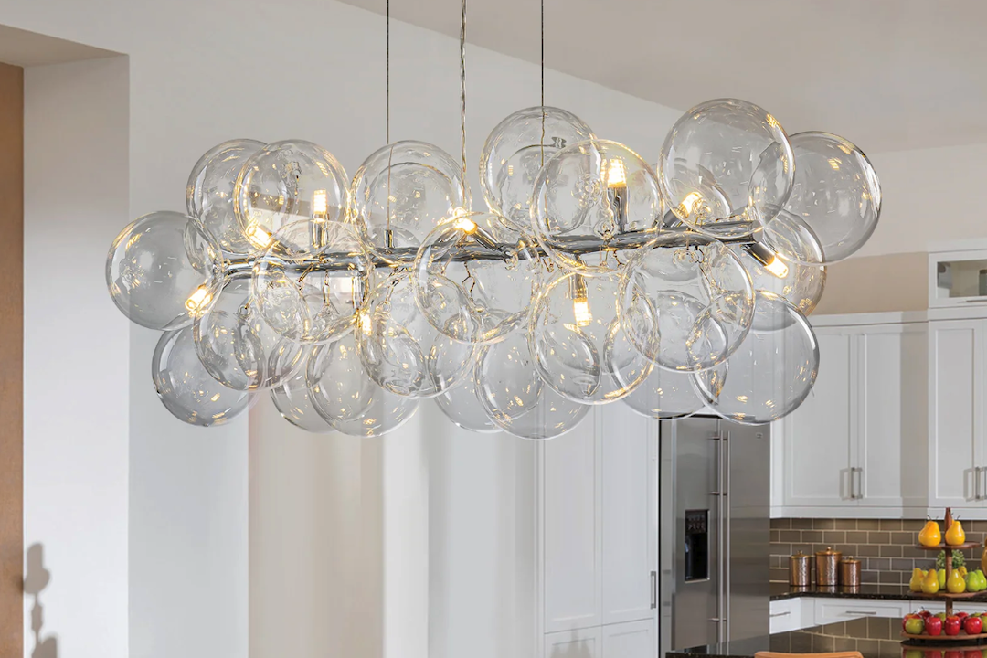 Elegant Multi-Light Glass Bubble Chandelier for High Ceilings