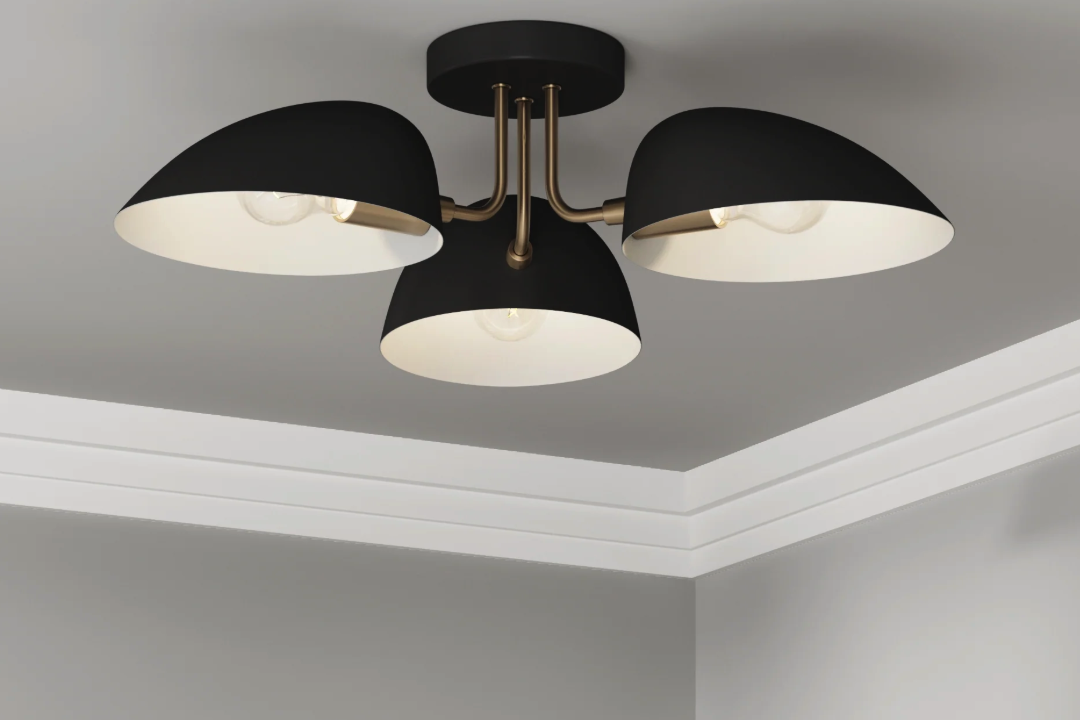 Stylish Small Apartment Lighting: Black Iron Flush Mount
